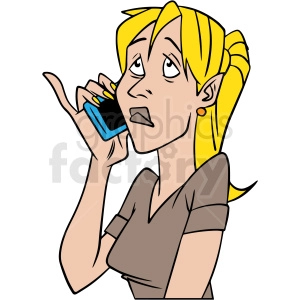 cartoon woman talking on phone vector clipart