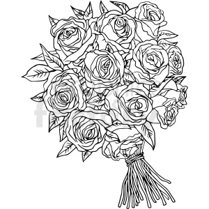 black and white rose bouquet vector clipart