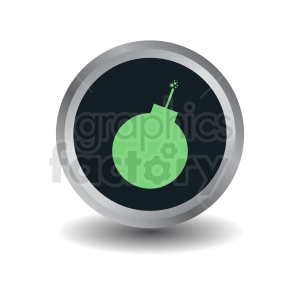 green bomb on circle button icon