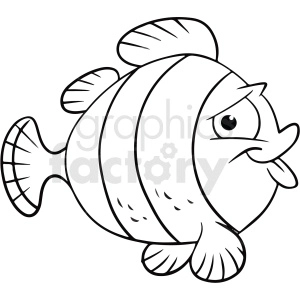 black white cartoon fish clipart