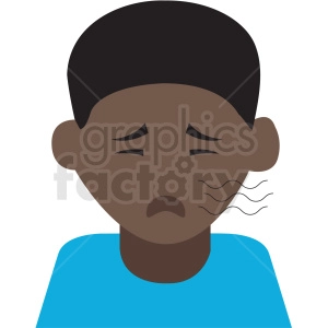 african american boy coughing vector icon