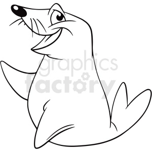 black white cartoon seal vector clipart