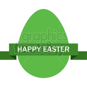 green happy easter egg with label vector clipart