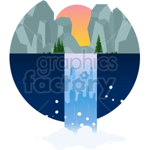 mountain waterfall vector clipart icon
