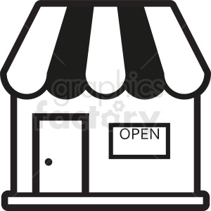 black and white storefront vector clipart