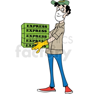 cartoon pizza delivery guy wearing mask vector clipart
