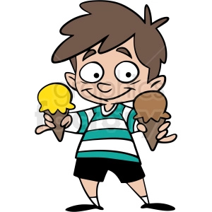 boy holding ice cream cones vector clipart