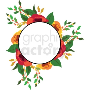floral border circle frame vector graphic