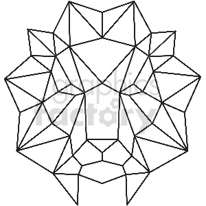 This is a black and white clipart image of a stylized geometric lion head created with various polygons, arranged to form a clean and modern representation of a lion's face and mane.