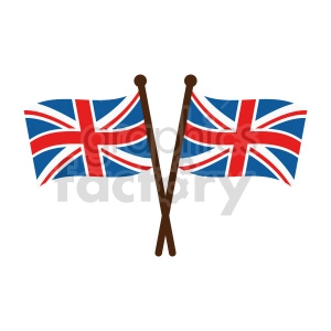crossed Great Britain flags vector clipart 03