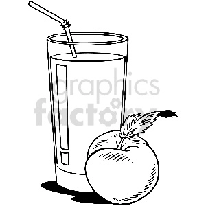 black and white peach juice vector clipart