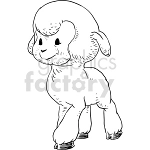 cute lil lamb black and white clipart