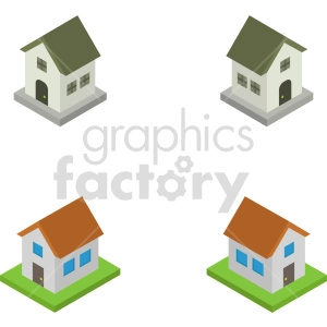 isometric house vector icon clipart 2
