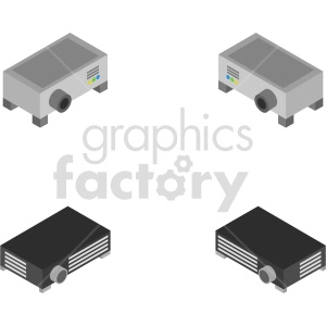 isometric projector vector icon clipart bundle