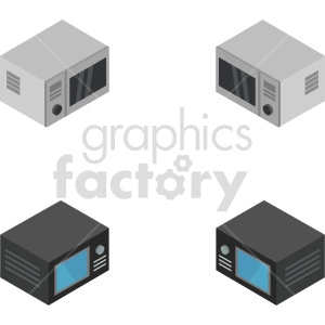 isometric microwave oven vector icon clipart 1