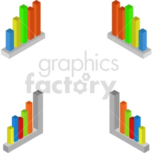 isometric bar charts vector icon clipart 1