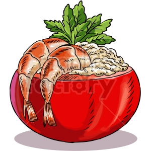 shrimp dinner vector graphic