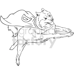 black and white dogecoin superdog vector clipart