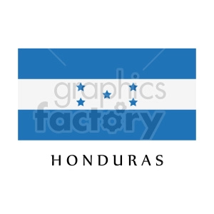 The image appears to be a simple graphical representation clipart of the flag of Honduras. It consists of three horizontal stripes, with the top and bottom stripes colored blue and the middle stripe white. There are five blue stars arranged in an X pattern in the center white stripe.