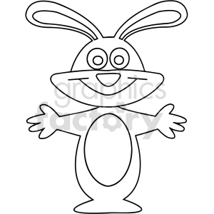 black and white cartoon chocolate easter bunny clipart