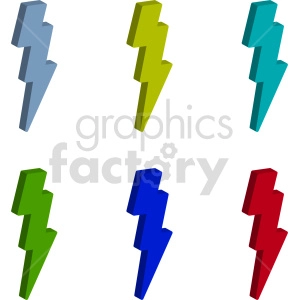 lightning bolt isometric vector graphic bundle