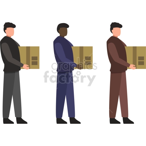 men holding boxes vector graphic