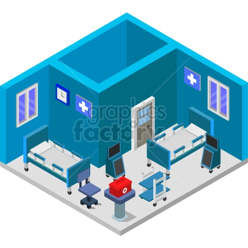 isometric hospital room vector clipart