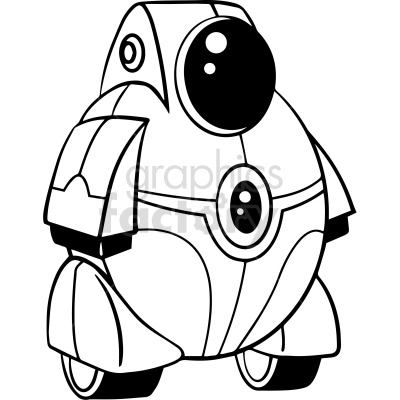 black and white cartoon robot clipart